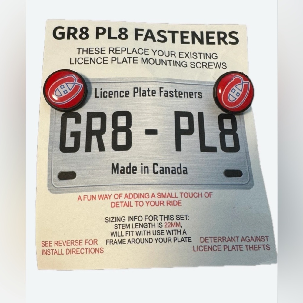 2/$20 NEW GR8 PL8 Fasteners Montreal Canadiens Licence Plate Screws